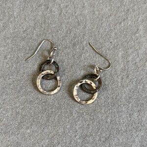 Mixed Material Earrings with Interlocking Circles